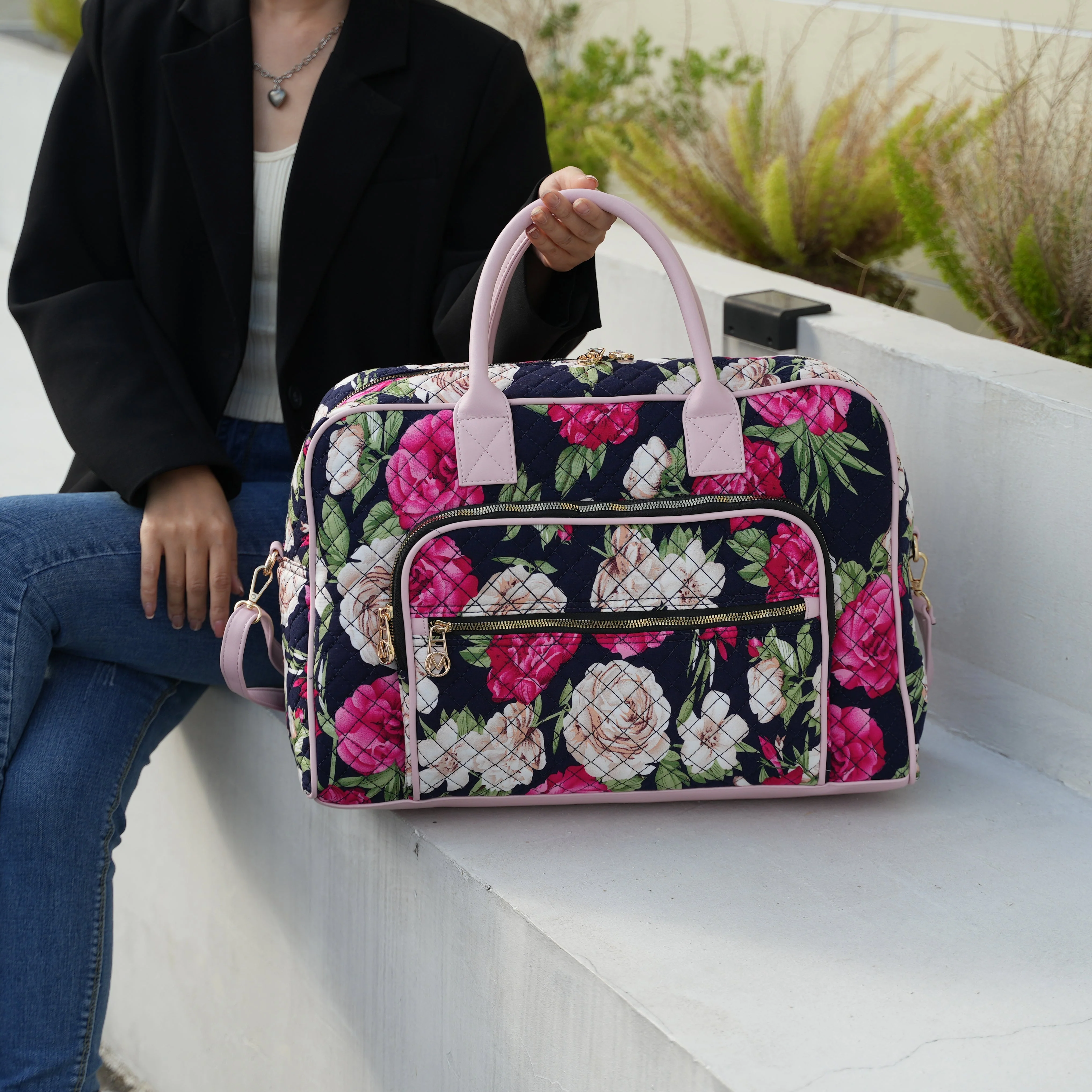 Zoe Quilted Cotton Weekender and Crossbody Bag - Image 2